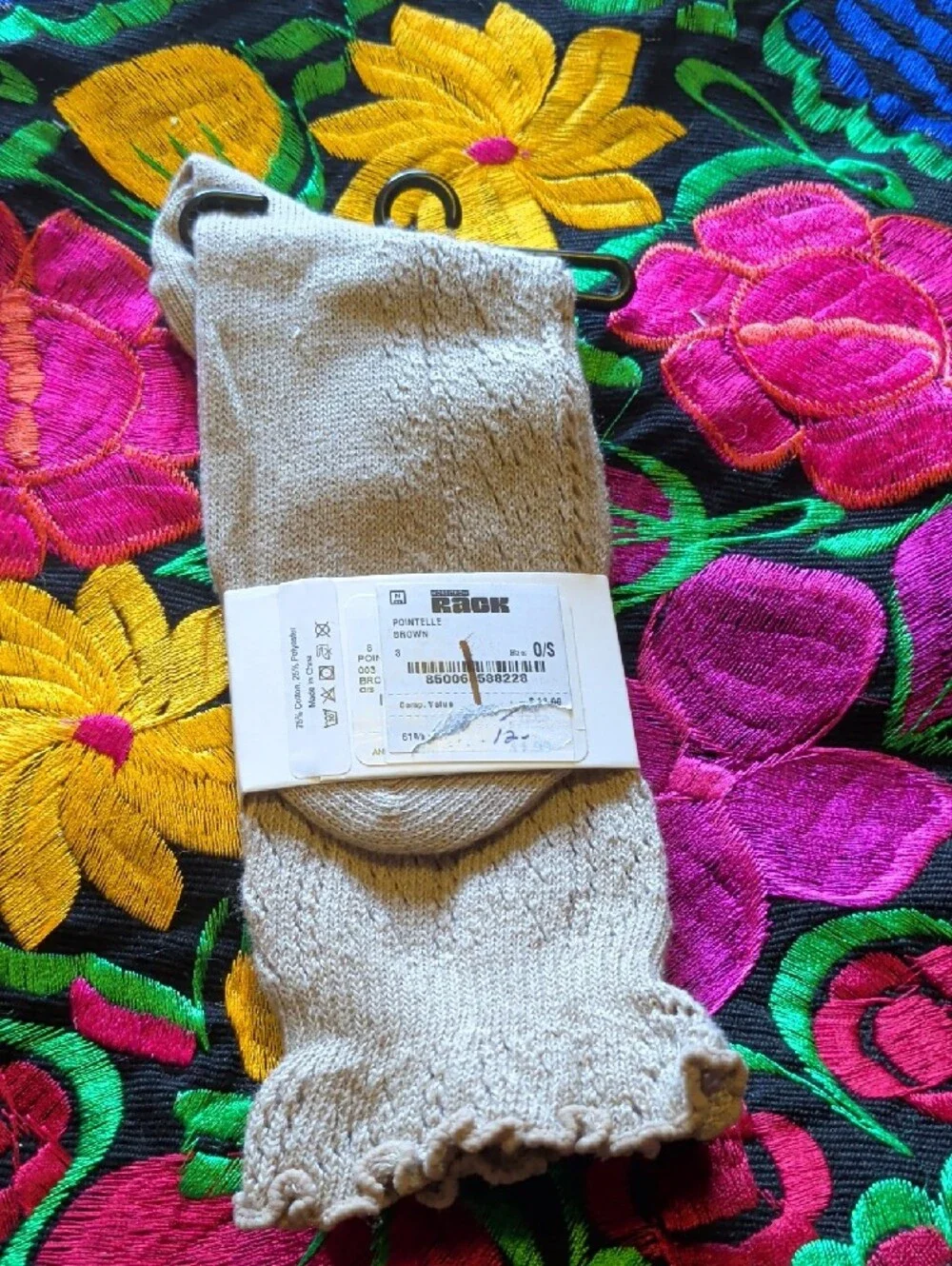 Casa Clara Beige Ruffle Trim Socks